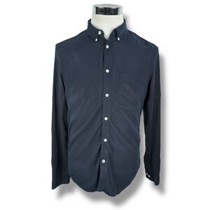 NN07 Falk 5759 Shirt Men’s Small Navy Blue Long Sleeve Slim Button‎ Down Tencel